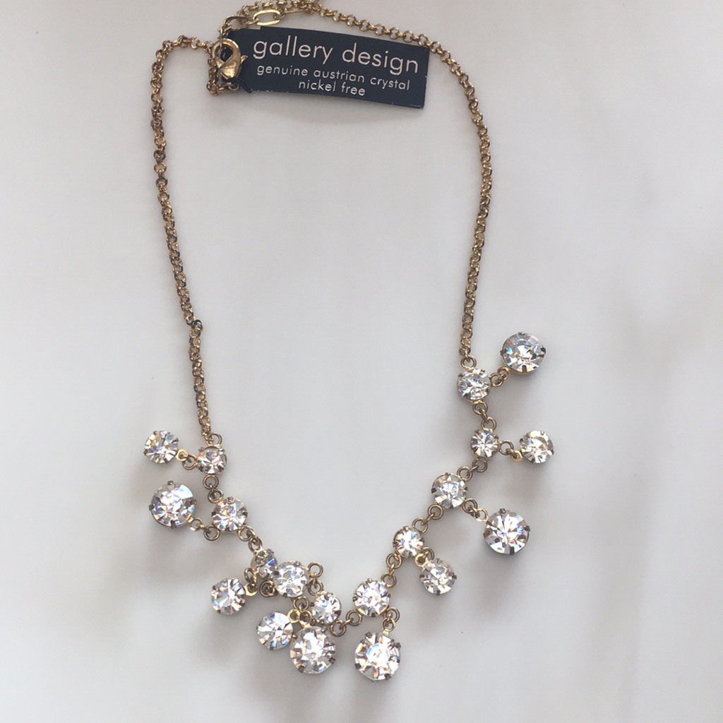 Nwt. Goldtone And Crystal Necklace